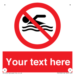Custom No swimming prohibition Sign